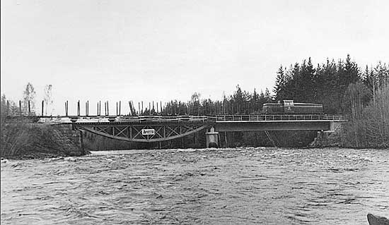 First train over the new bridge