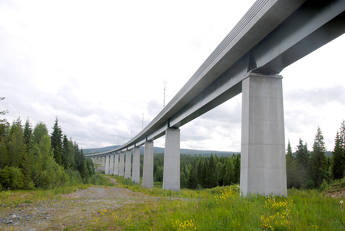 Strax norr om Bjsta, bro och viadukt ver Ntran och dess dalgng