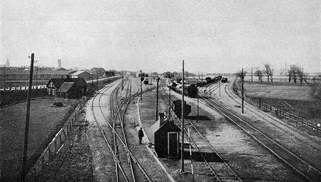 Godsbangården i Kristianstad. Gemensam mellan Sölvesborg, SCJ,- Kristianstad - och Hässleholm Kristianstads Järnvägar, CHJ