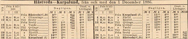 HKJ första officiella tidtabell