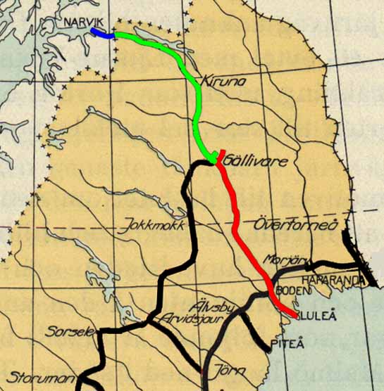 Översikt Malmbanan. Keymap iron ore railway