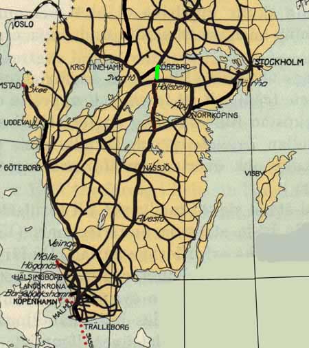 Railway map Swedish Railways line Hallsberg - Örebro