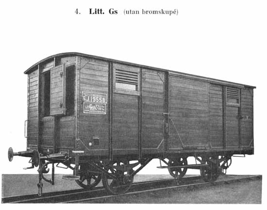 Statens Järnvägars, SJ, godsvagnar 1942 litt Gs. Freight cars at Swedish Railways 1942 class Gs