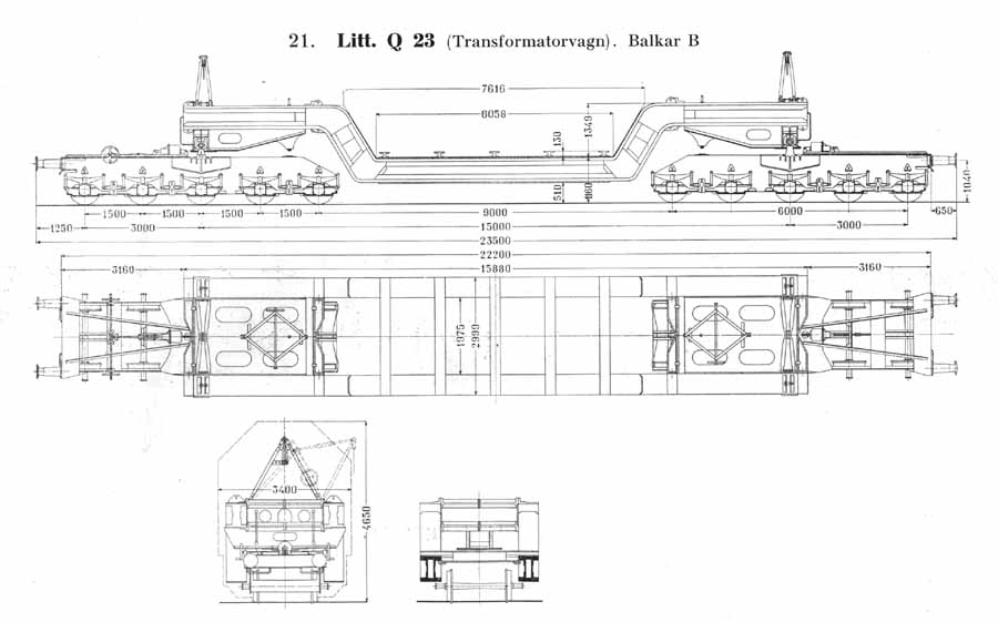 Statens Järnvägars, SJ, godsvagnar 1942 litt Q 23. Freight cars at Swedish Railways 1942 class Q 23