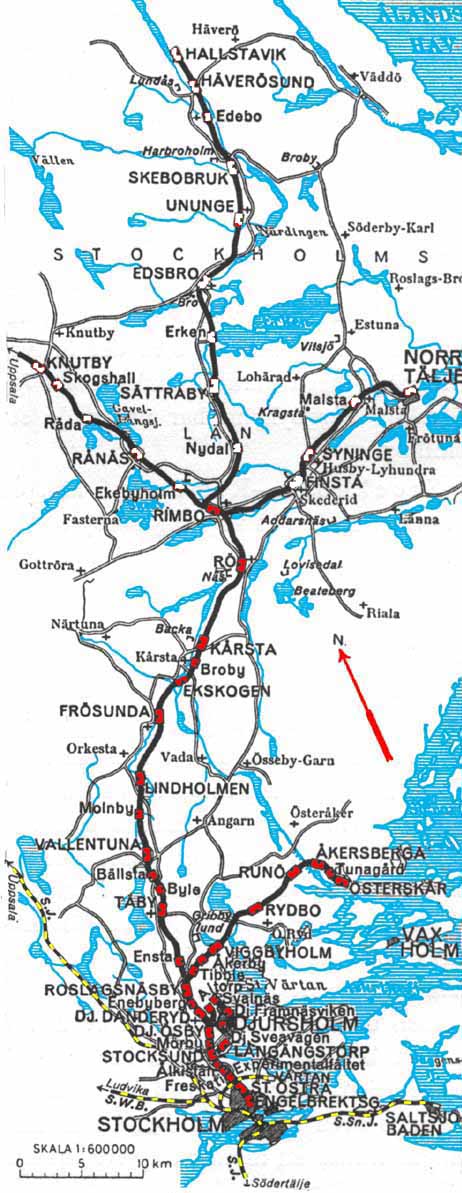 Karta Stockholm-Rimbo Järnväg, map SRJ