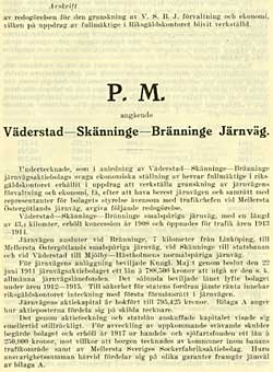 P. M. angende Vderstad—Sknninge Brnninge Jrnvg.